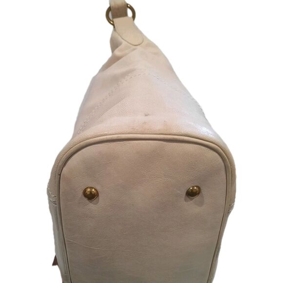 Frye Hobo Fold Over Stone Beige Leather Campus Madison Shoulder Purse Bag Medium - Picture 8 of 9